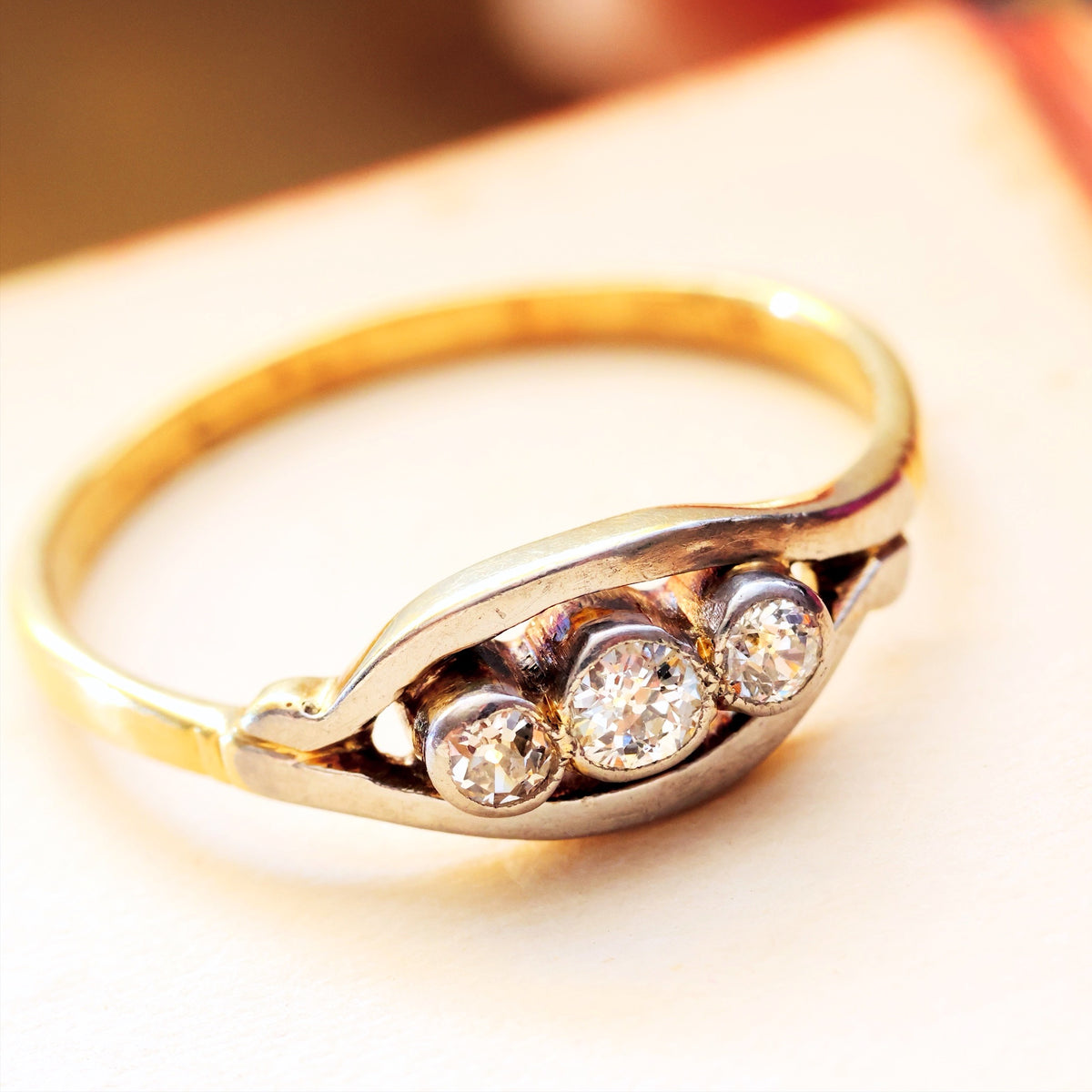 Vintage Diamond Trilogy Crossover Engagement Ring
