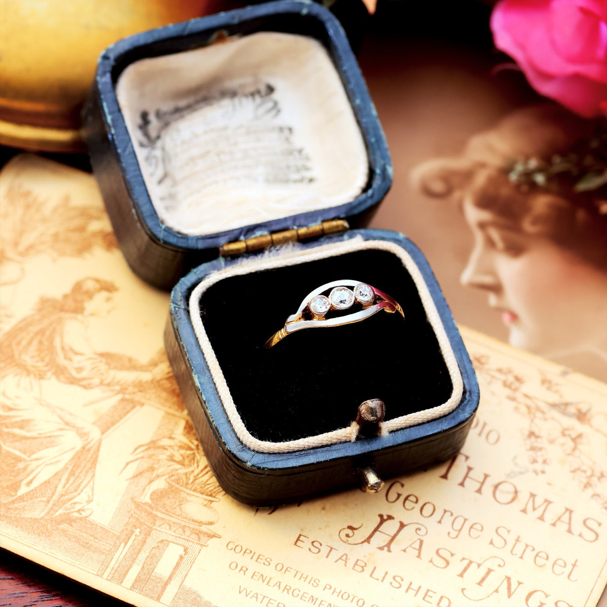 Vintage Diamond Trilogy Crossover Engagement Ring