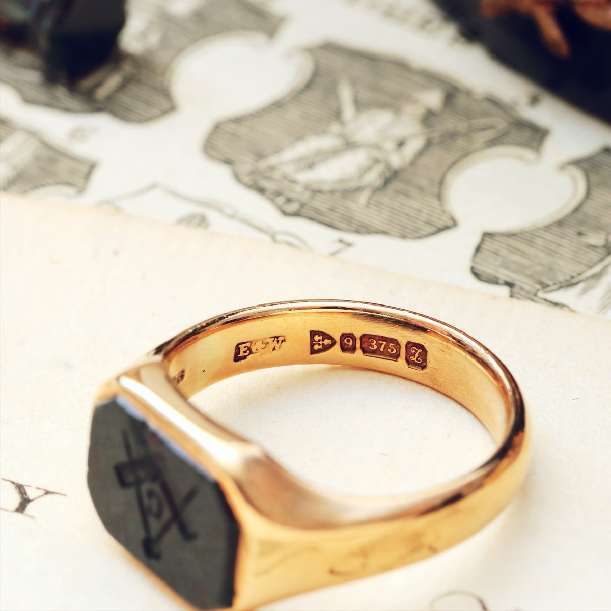 Antique Date 1911 Masonic Intaglio Seal Ring