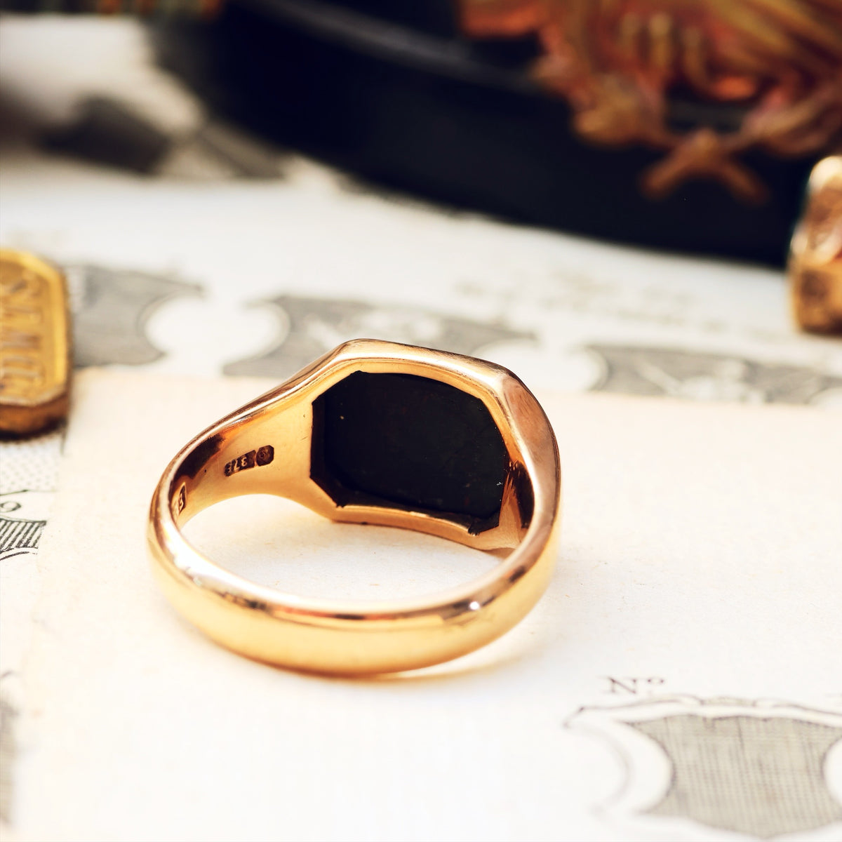 Antique Date 1911 Masonic Intaglio Seal Ring