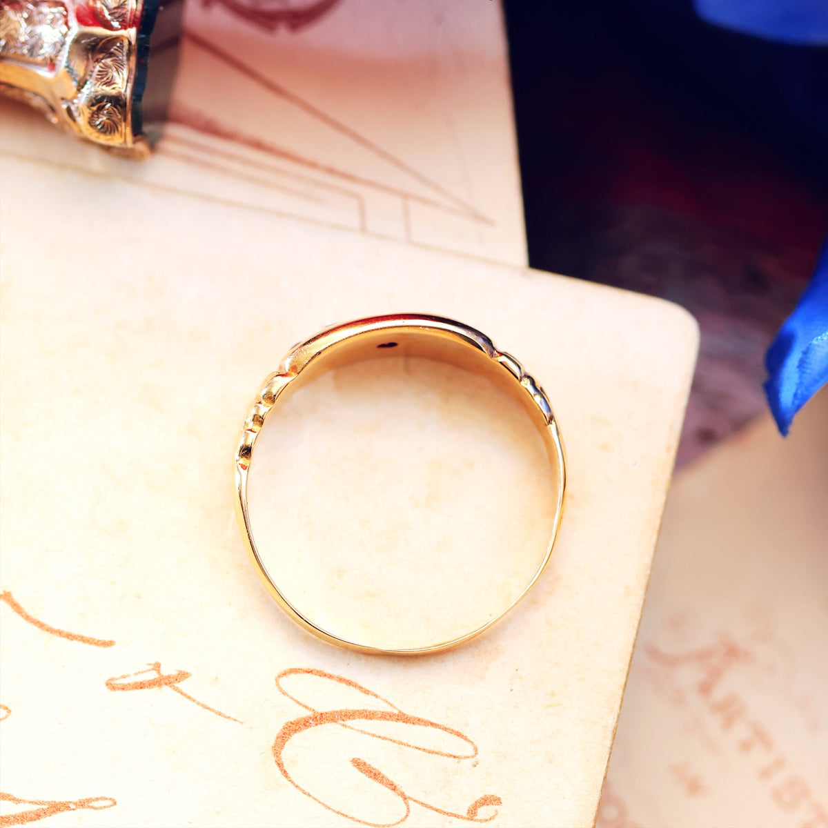 Date 1915 Gypsy Set Ruby & Diamond Ring