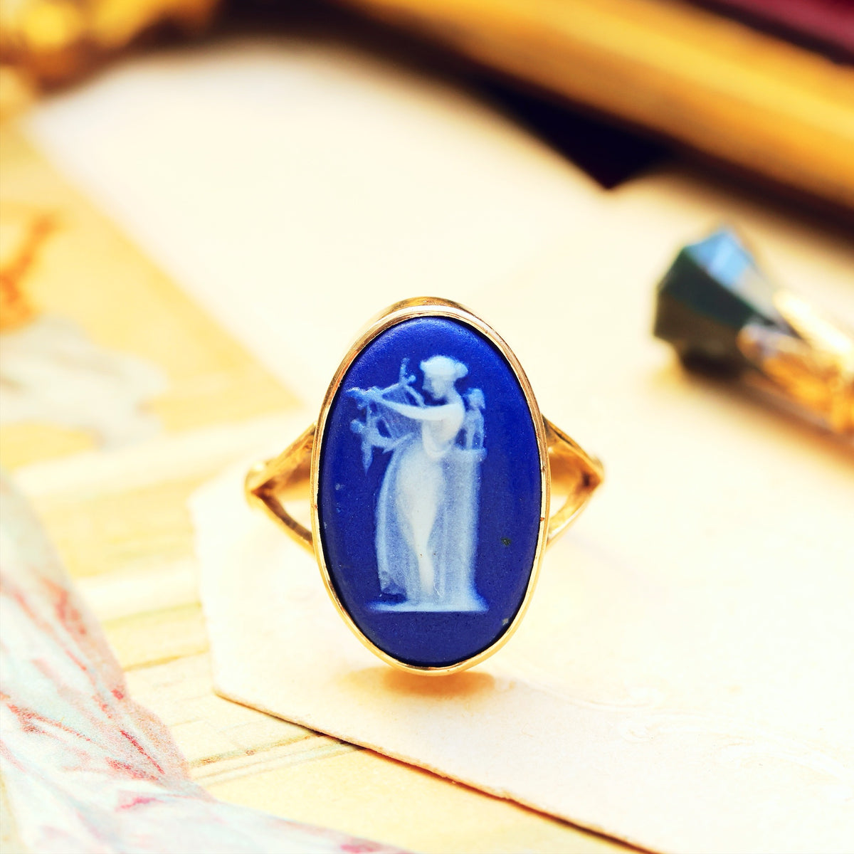 Vintage Neoclassical Wedgewood Goddess Ring