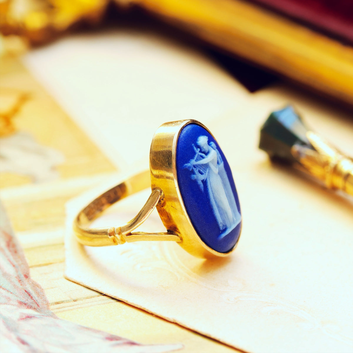 Vintage Neoclassical Wedgewood Goddess Ring