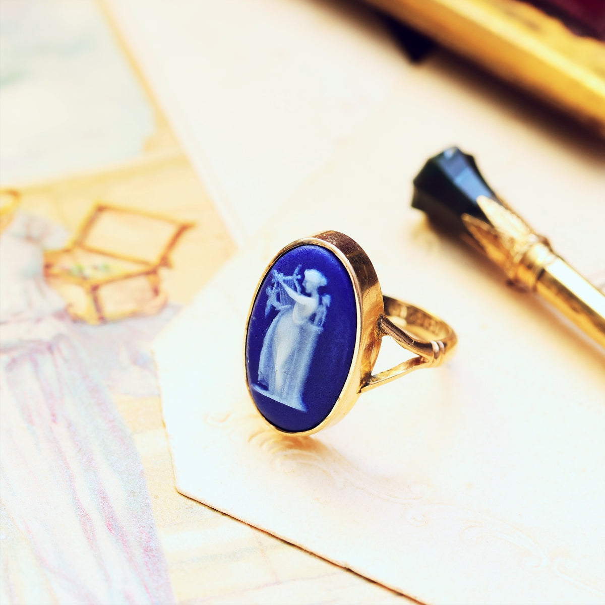 Vintage Neoclassical Wedgewood Goddess Ring