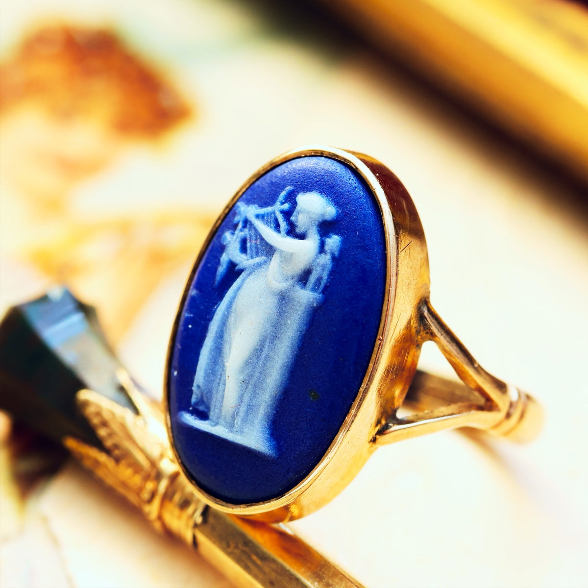 Vintage Neoclassical Wedgewood Goddess Ring