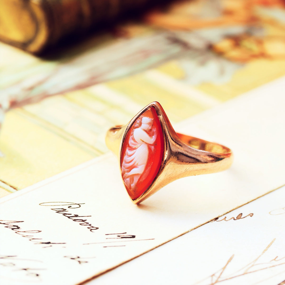 Antique Date 1913 Goddess Cameo Ring