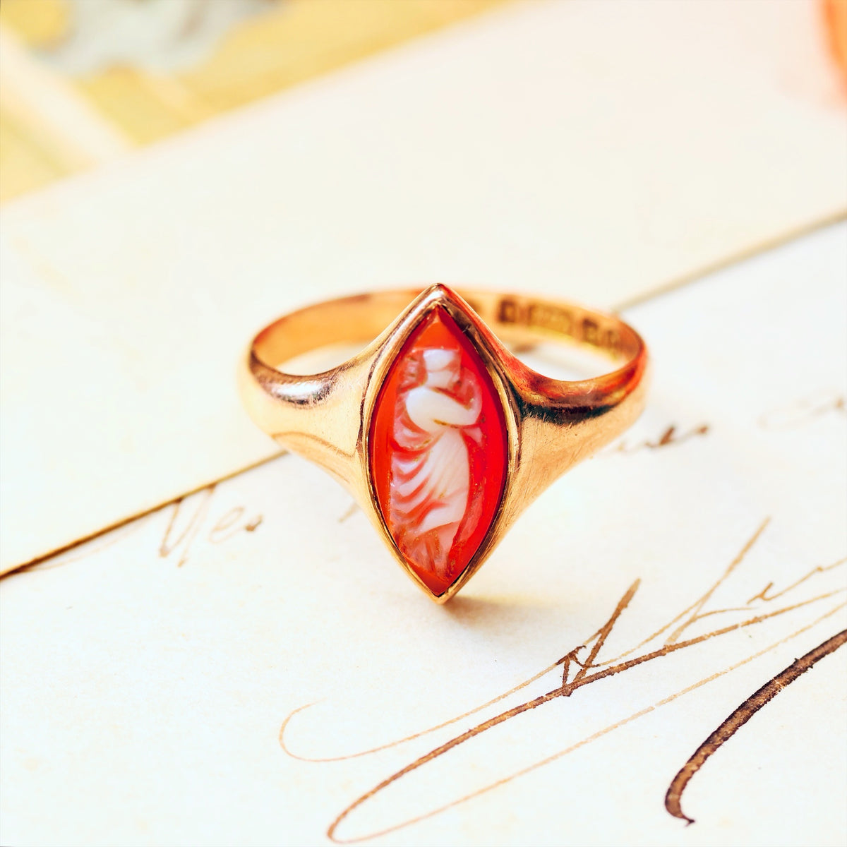 Antique Date 1913 Goddess Cameo Ring