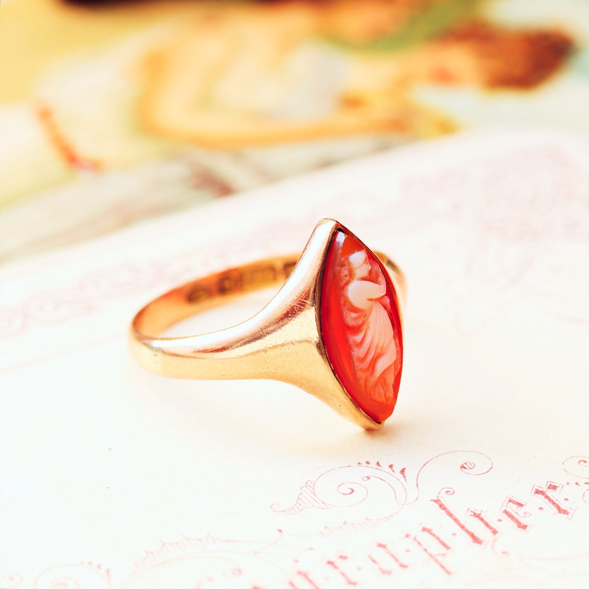 Antique Date 1913 Goddess Cameo Ring