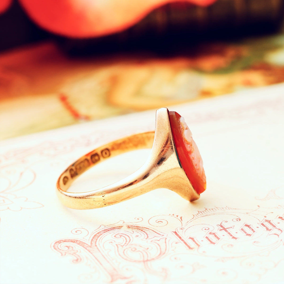 Antique Date 1913 Goddess Cameo Ring