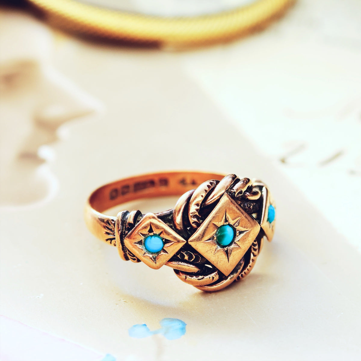Romantic Date 1929 Turquoise Lover's Knot Ring