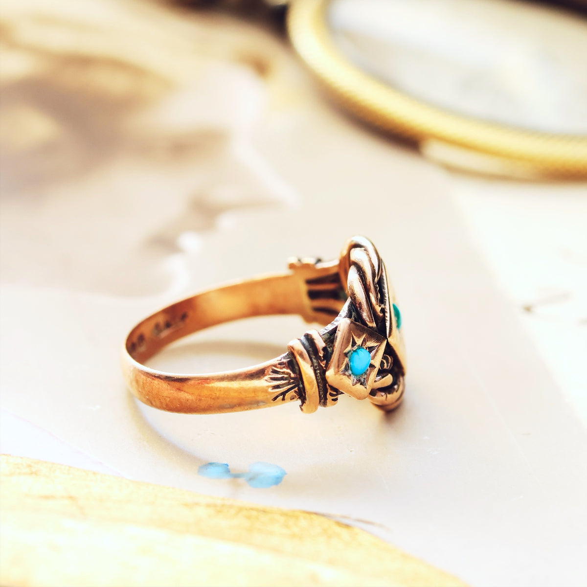 Romantic Date 1929 Turquoise Lover's Knot Ring