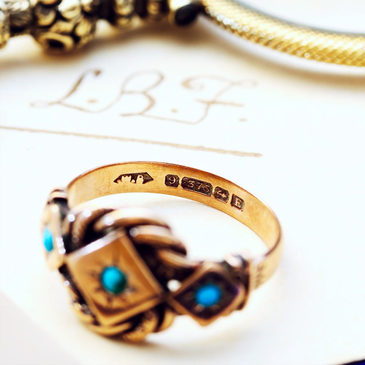 Romantic Date 1929 Turquoise Lover's Knot Ring