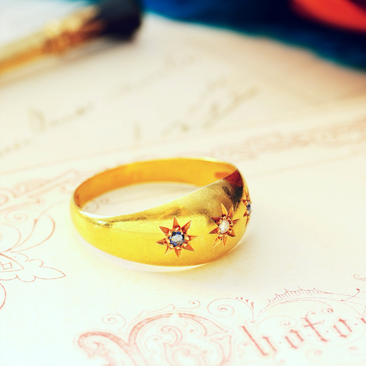 Date 1908 Sapphire & Diamond Gypsy Band Ring