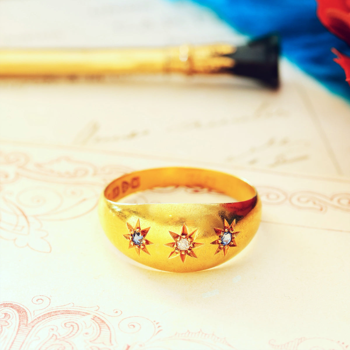 Date 1908 Sapphire & Diamond Gypsy Band Ring