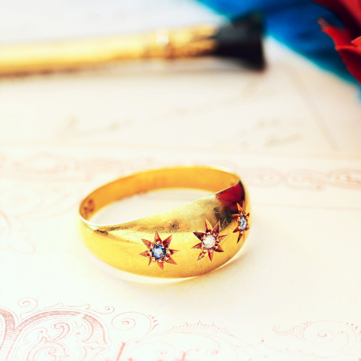 Date 1908 Sapphire & Diamond Gypsy Band Ring