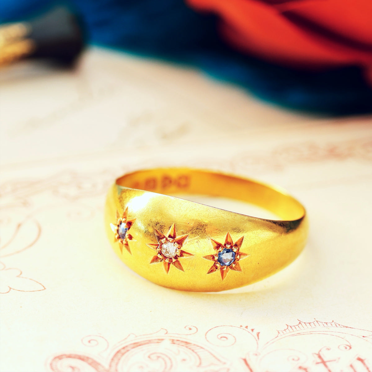 Date 1908 Sapphire & Diamond Gypsy Band Ring