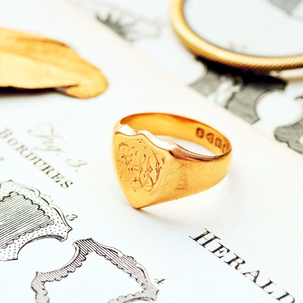 Antique Date 1907 Shield Signet Ring