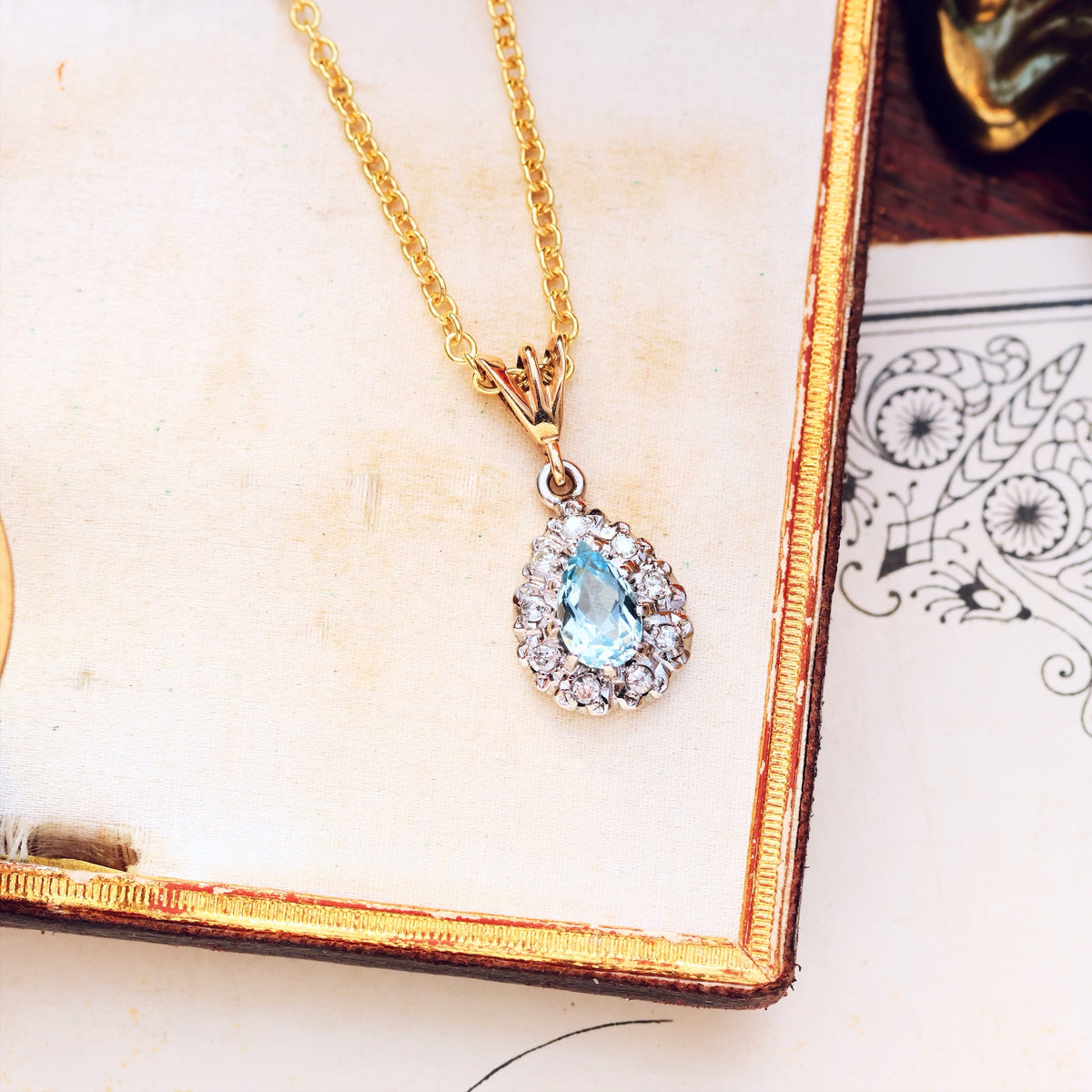 Vintage Aquamarine & Diamond Pendant