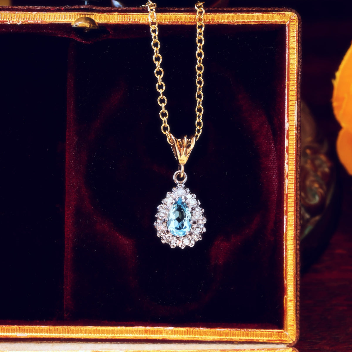 Vintage Aquamarine & Diamond Pendant