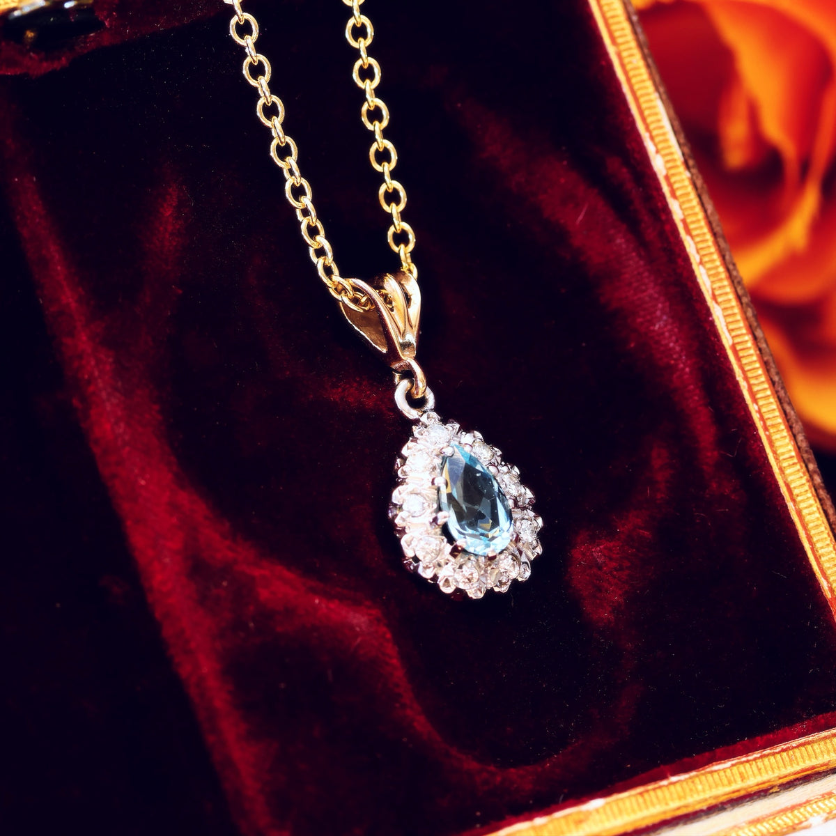 Vintage Aquamarine & Diamond Pendant