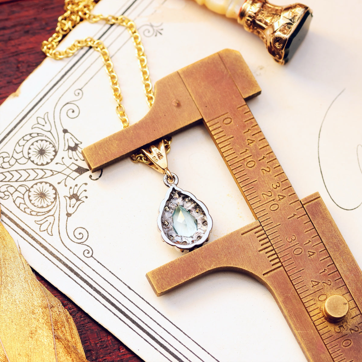 Vintage Aquamarine & Diamond Pendant