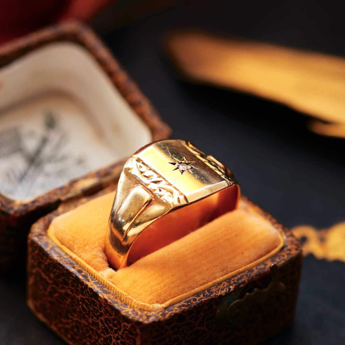 Vintage Star-set Diamond Signet Ring