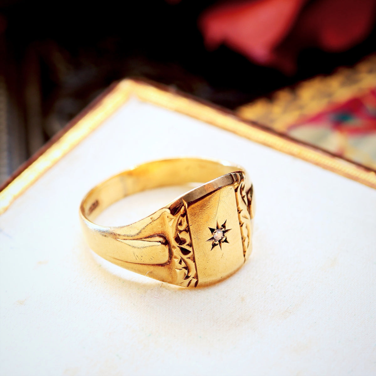Vintage Star-set Diamond Signet Ring