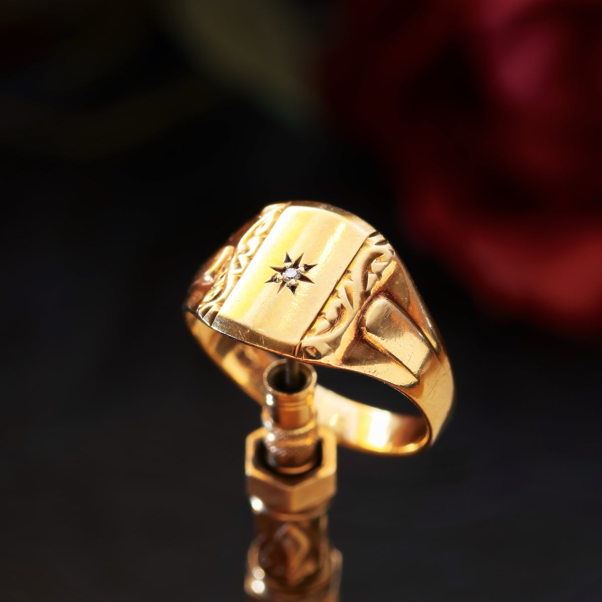 Vintage Star-set Diamond Signet Ring