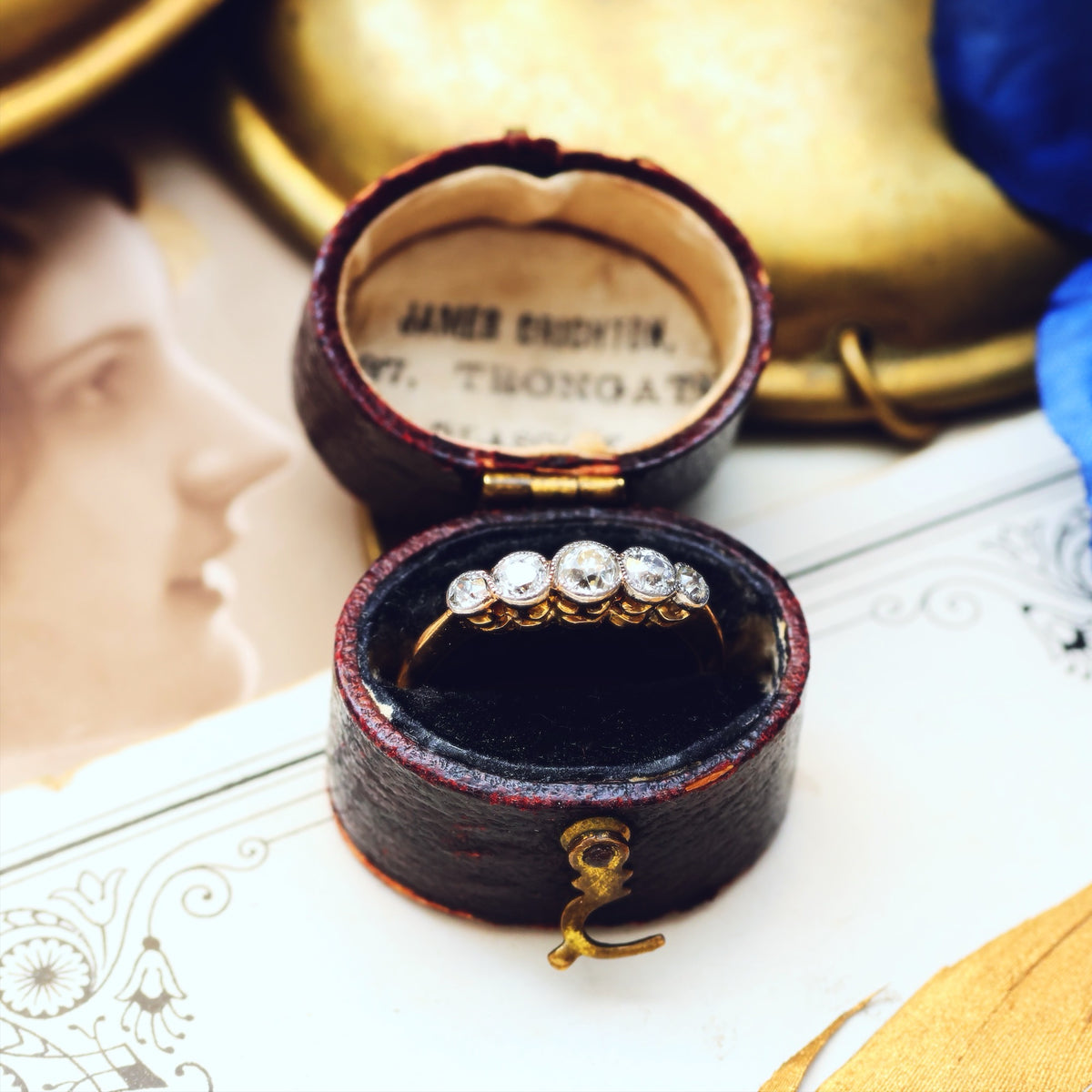 Sweetest! Vintage Five Stone Diamond Engagement Ring