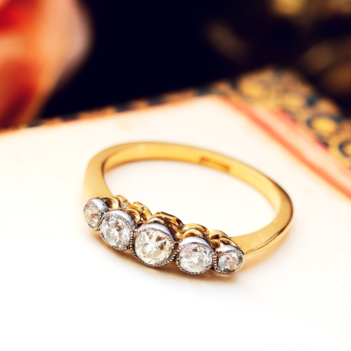 Vintage Five Stone Diamond Engagement Ring