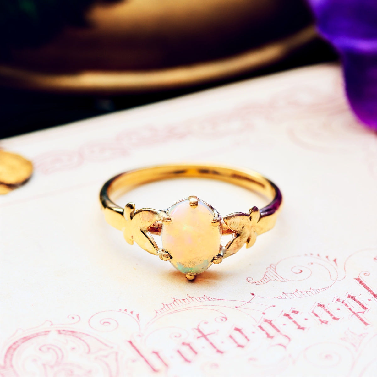 Vintage Date 1979 Crystal Opal Dress Ring