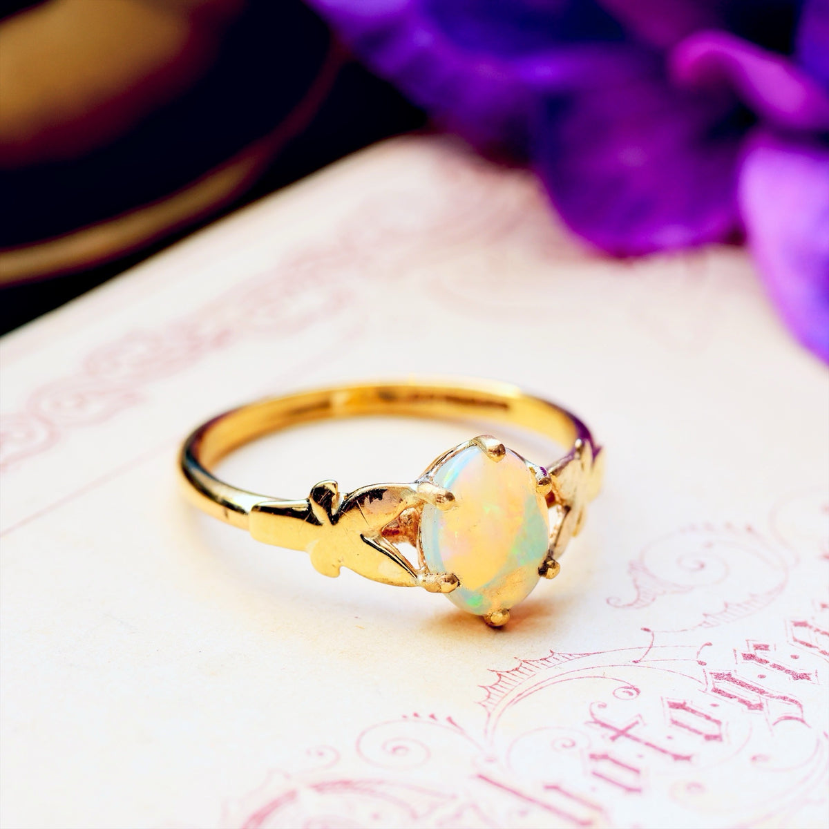 Vintage Date 1979 Crystal Opal Dress Ring