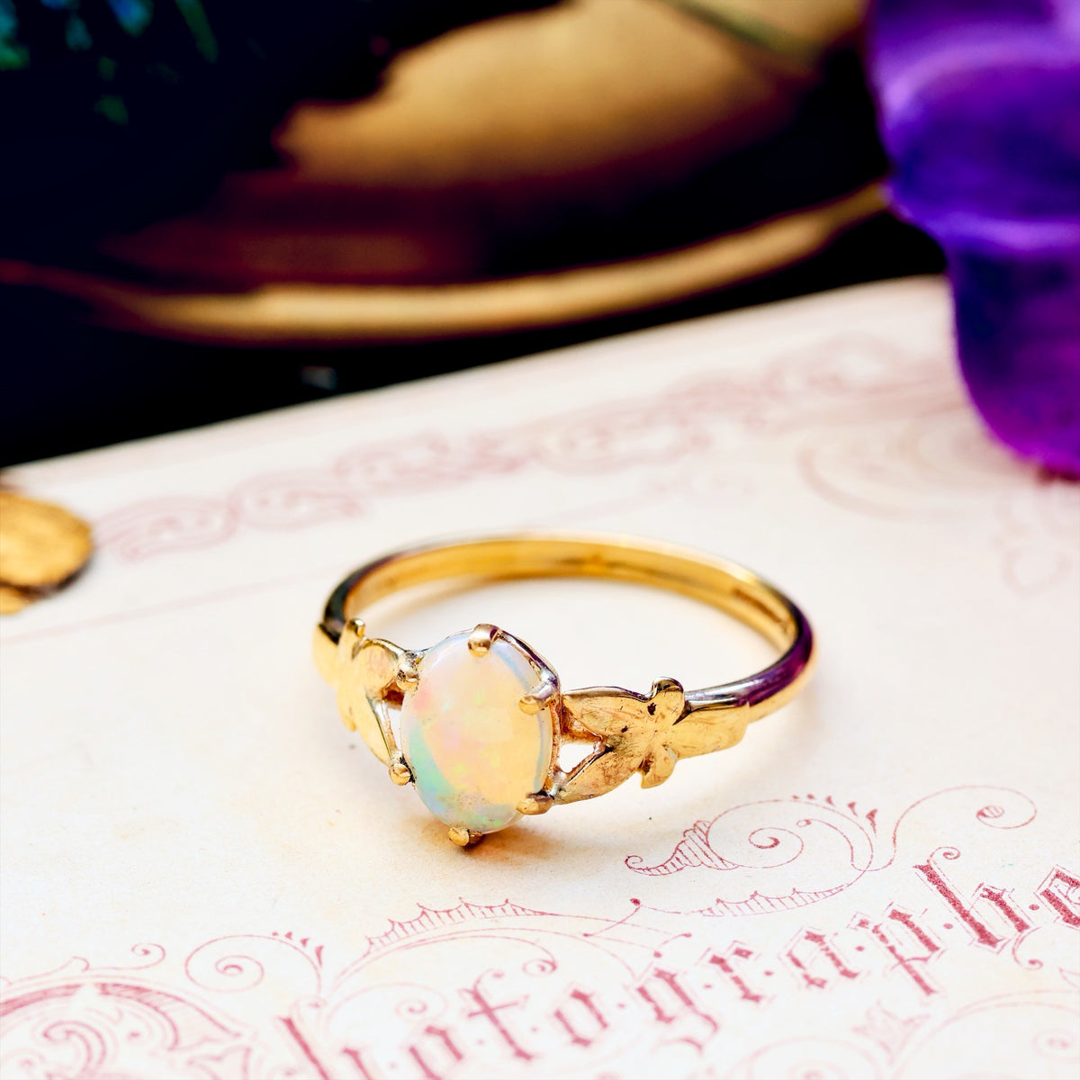 Vintage Date 1979 Crystal Opal Dress Ring