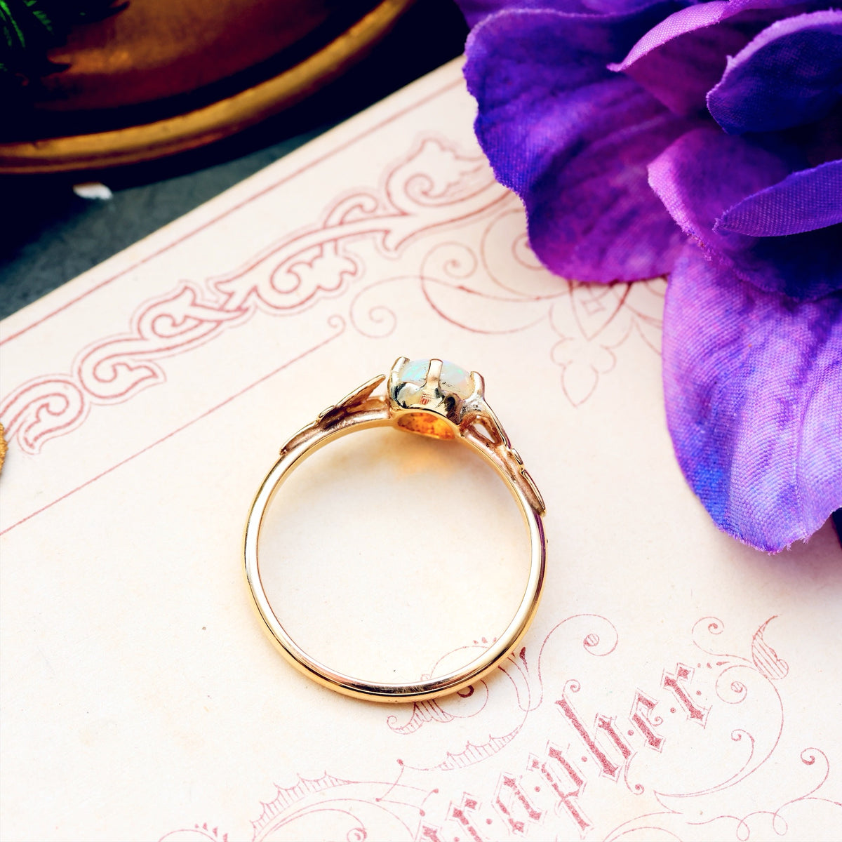 Vintage Date 1979 Crystal Opal Dress Ring