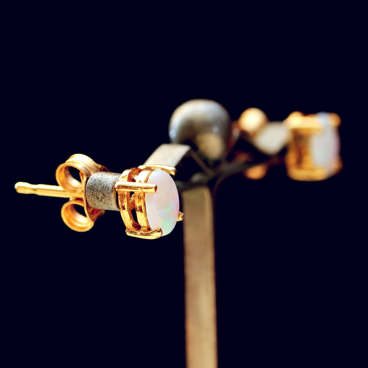 Pretty Little Crystal Opal & 9ct Gold Earrings
