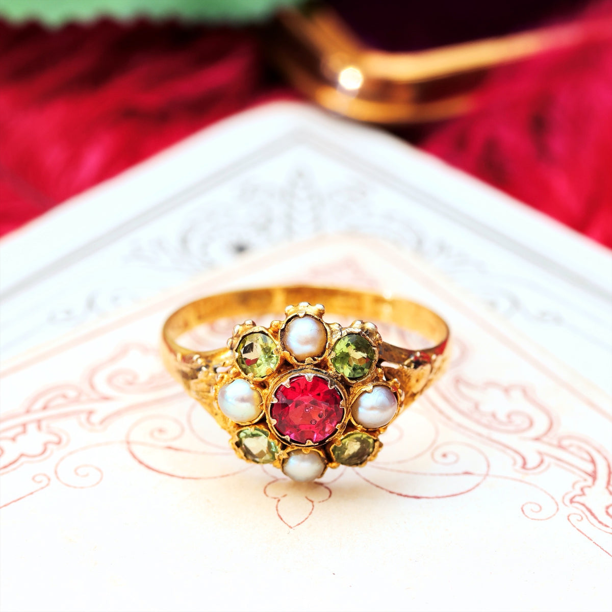 Blessed Date 1857 Pink Tourmaline & Seed Pearl Ring