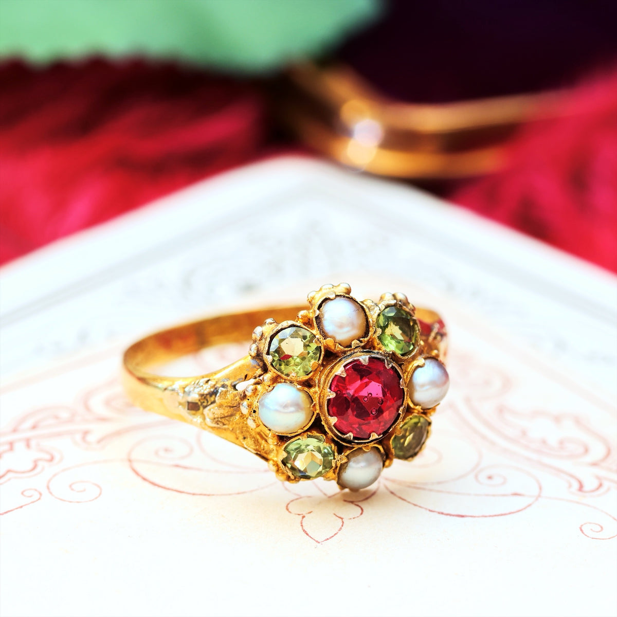 Blessed Date 1857 Pink Tourmaline & Seed Pearl Ring