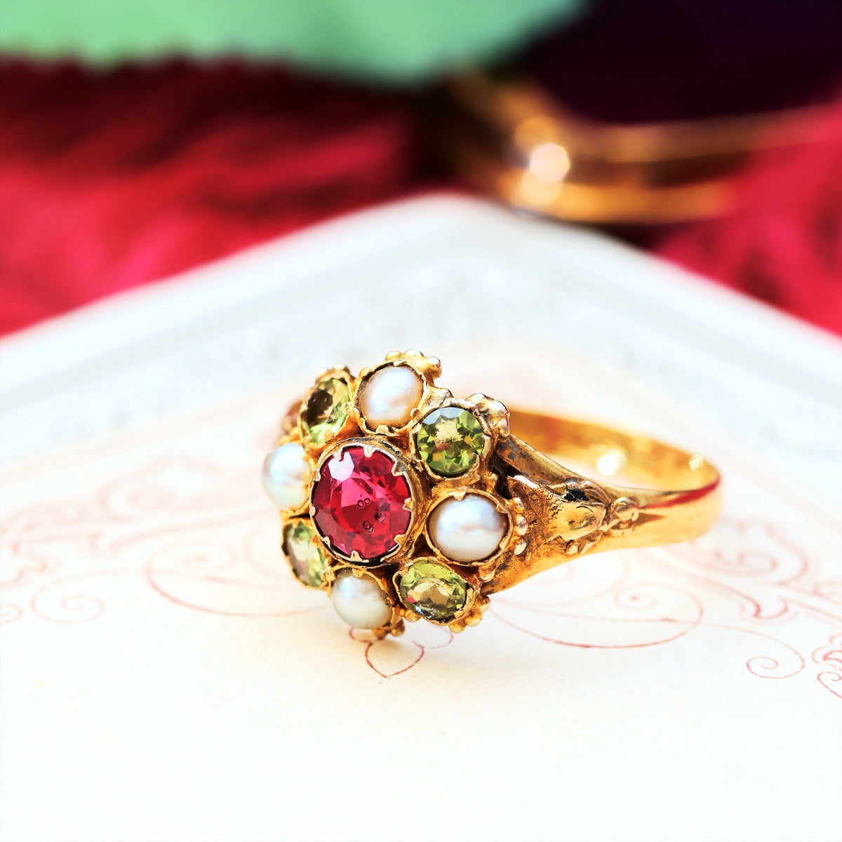 Blessed Date 1857 Pink Tourmaline & Seed Pearl Ring