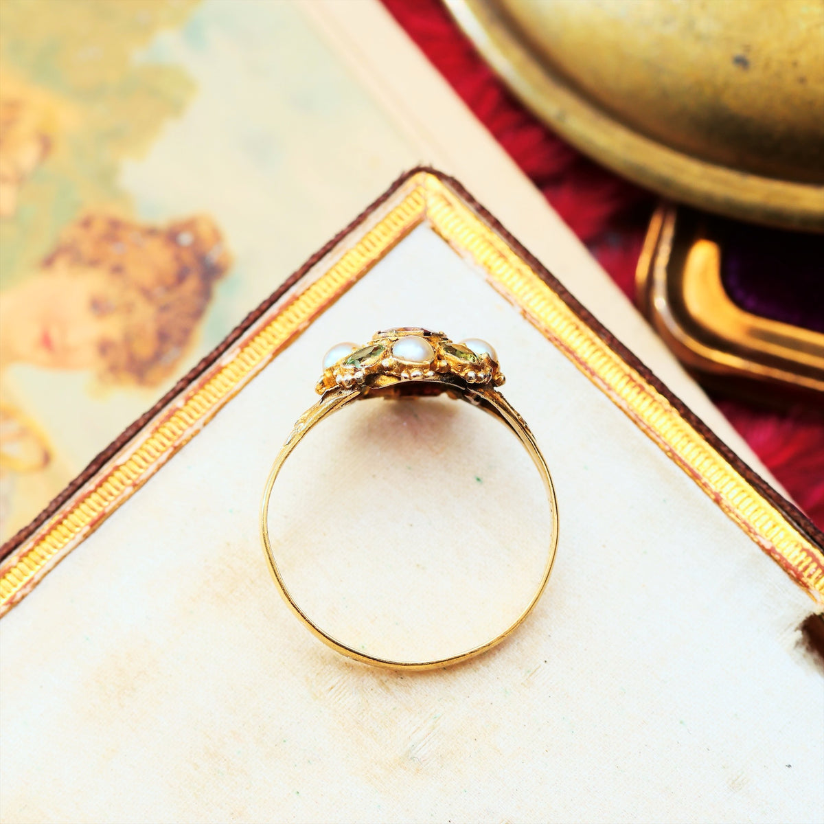 Blessed Date 1857 Pink Tourmaline & Seed Pearl Ring