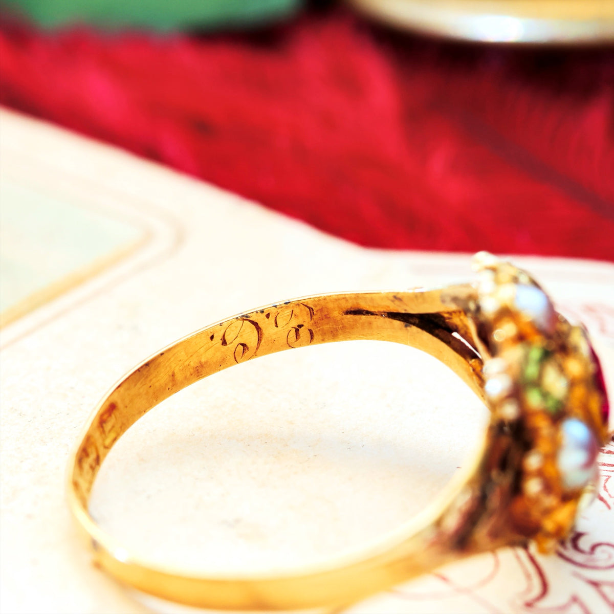 Blessed Date 1857 Pink Tourmaline & Seed Pearl Ring