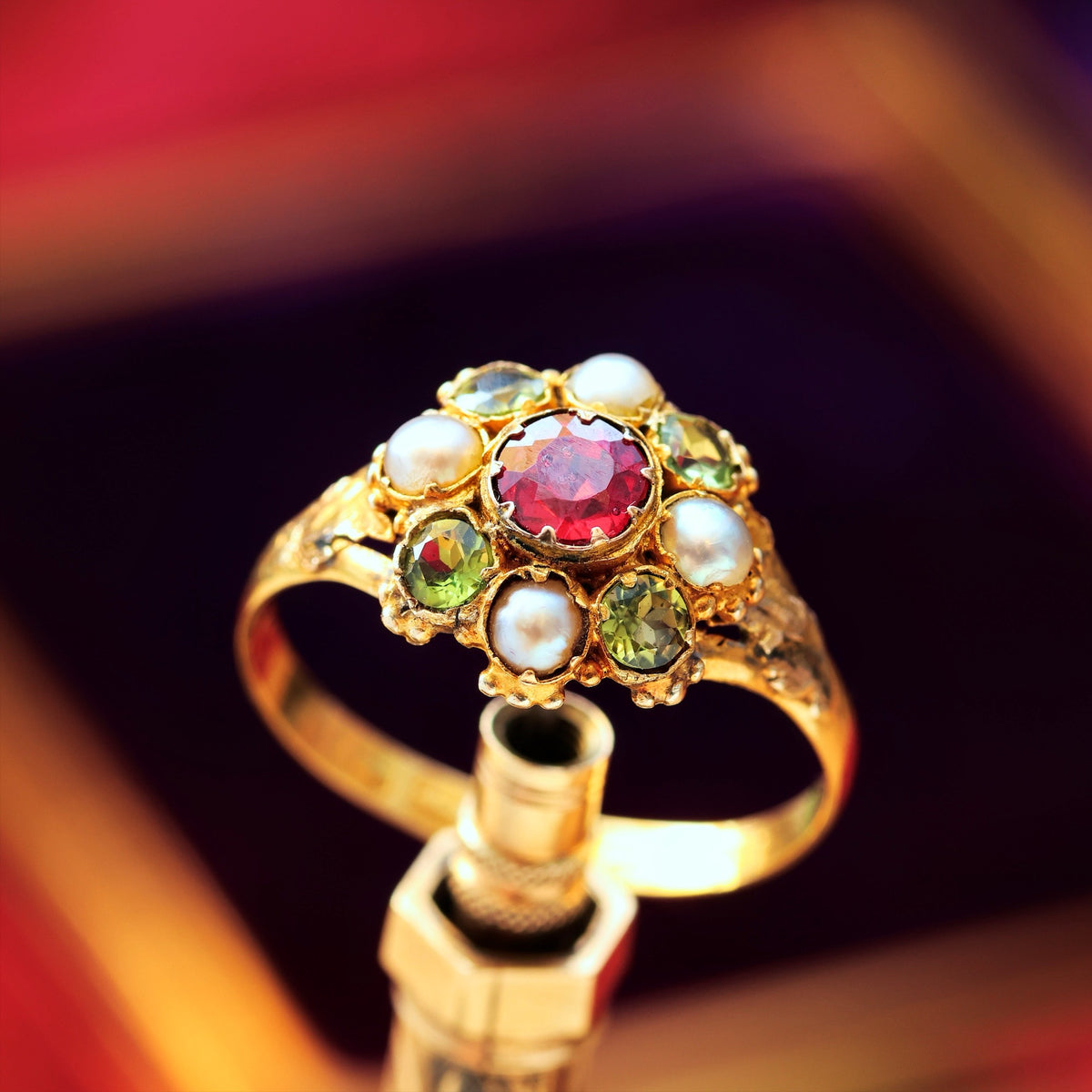 Blessed Date 1857 Pink Tourmaline & Seed Pearl Ring