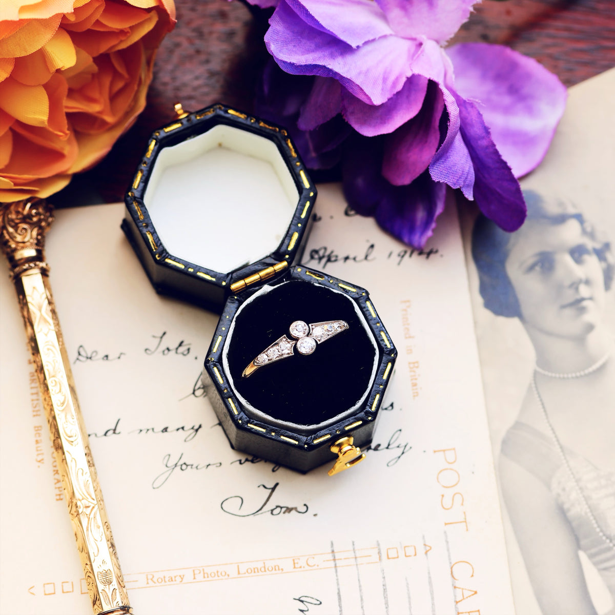 Adorable Antique Edwardian Diamond Dress Ring
