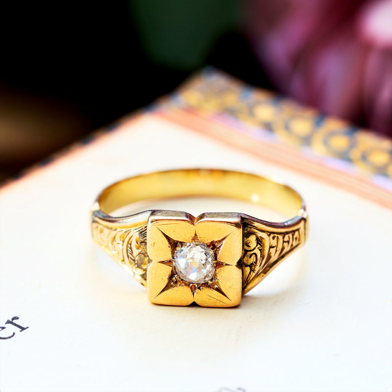Antique Unisex Hand Cut Diamond Ring