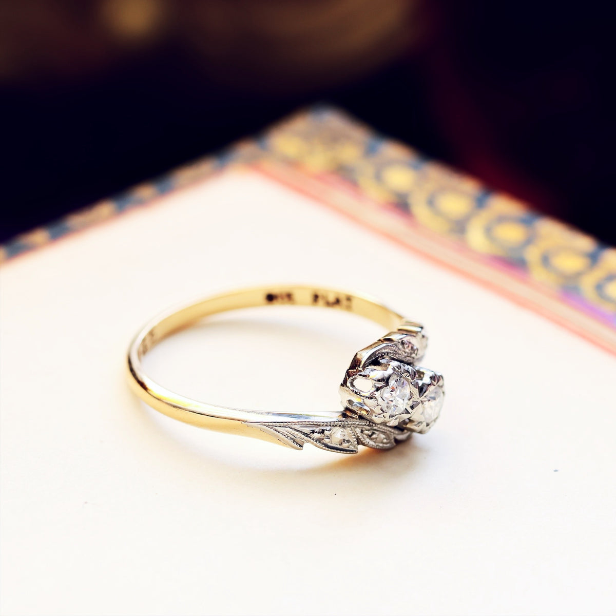 A Petite Vintage Diamond Crossover Engagement Ring