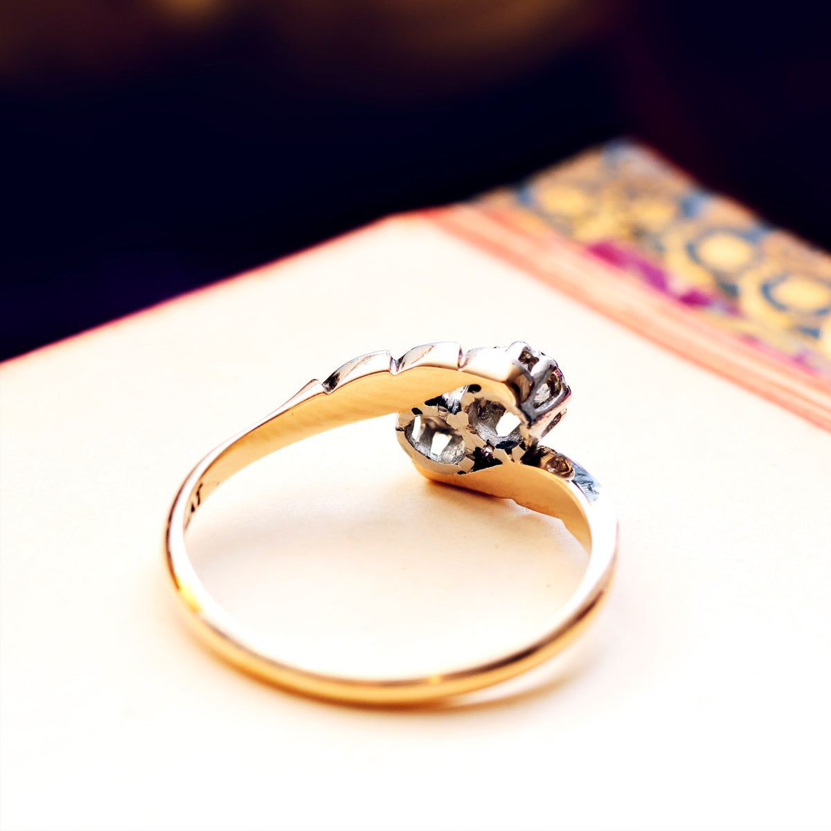 A Petite Vintage Diamond Crossover Engagement Ring