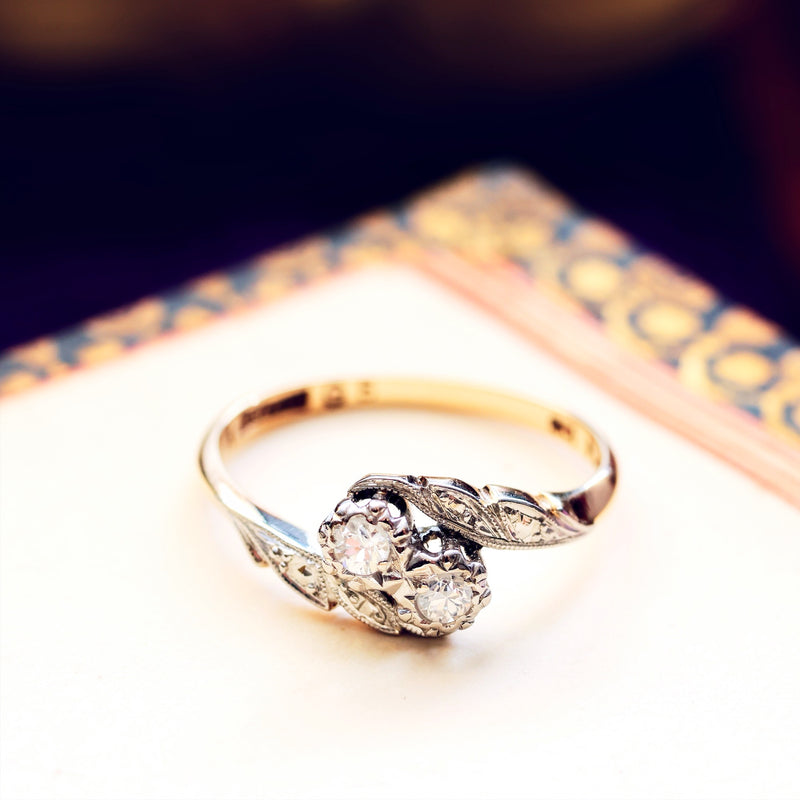 Vintage Diamond Crossover Ring