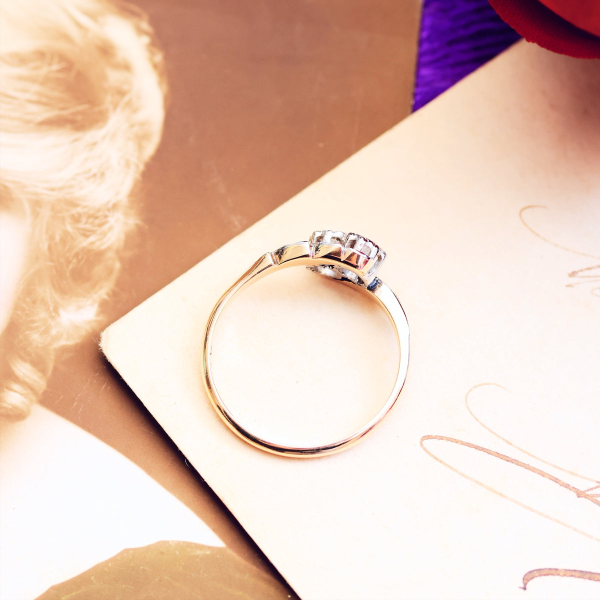 A Petite Vintage Diamond Crossover Engagement Ring