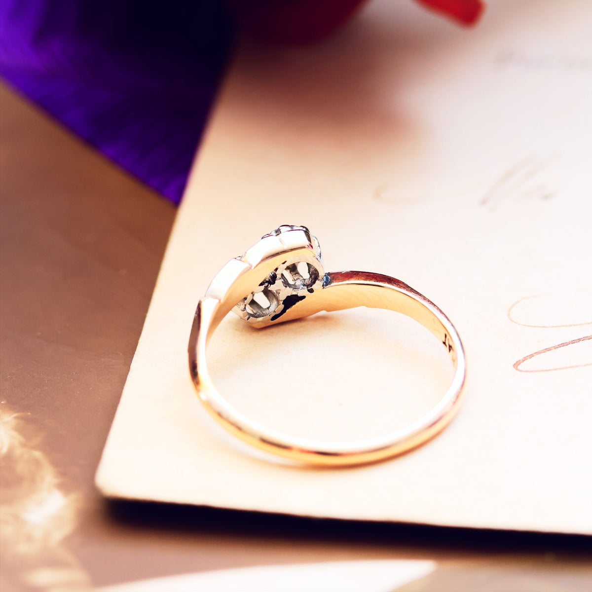 A Petite Vintage Diamond Crossover Engagement Ring