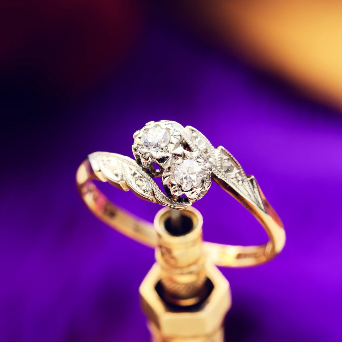 A Petite Vintage Diamond Crossover Engagement Ring