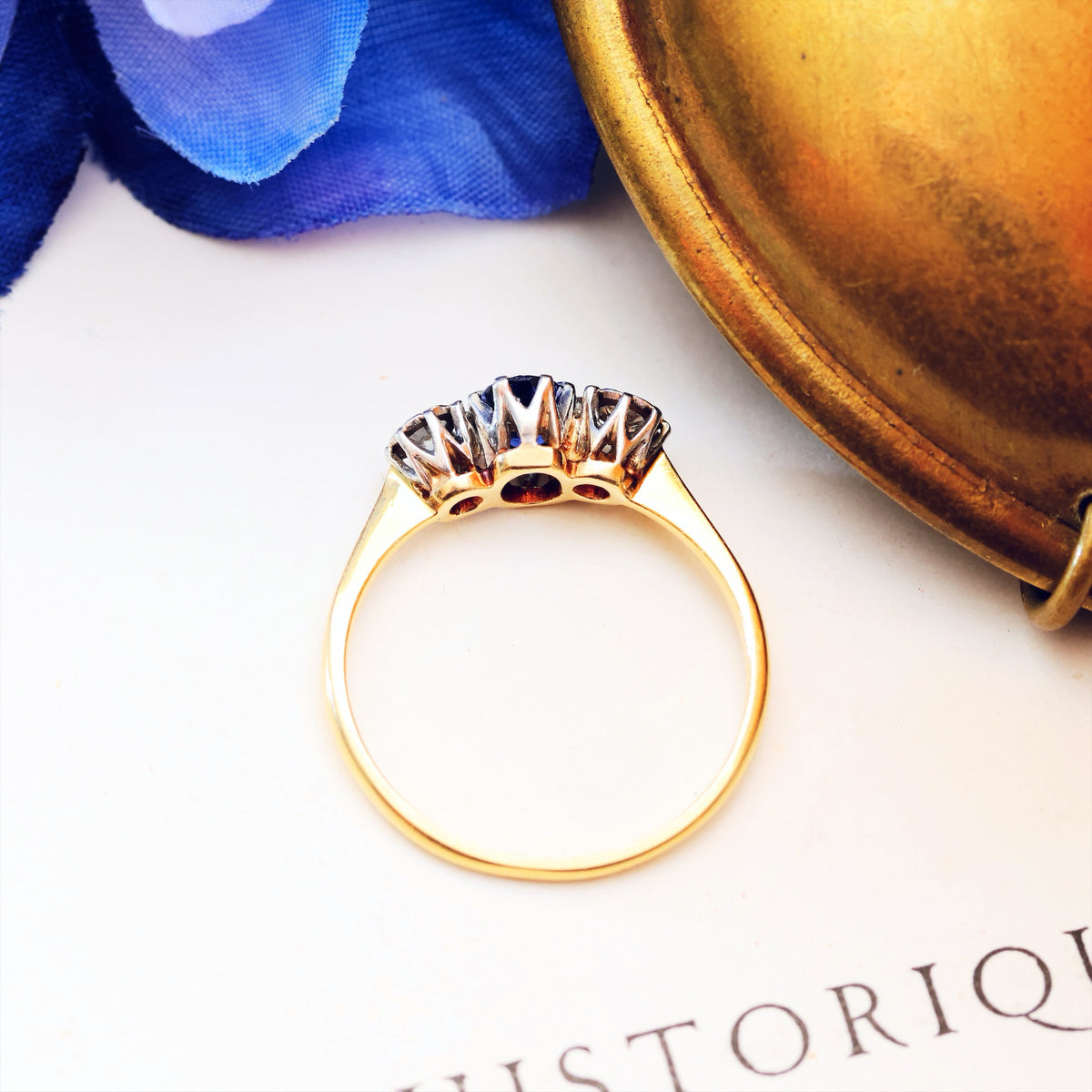 Darling One! Vintage Sapphire & Diamond Trilogy Engagement Ring